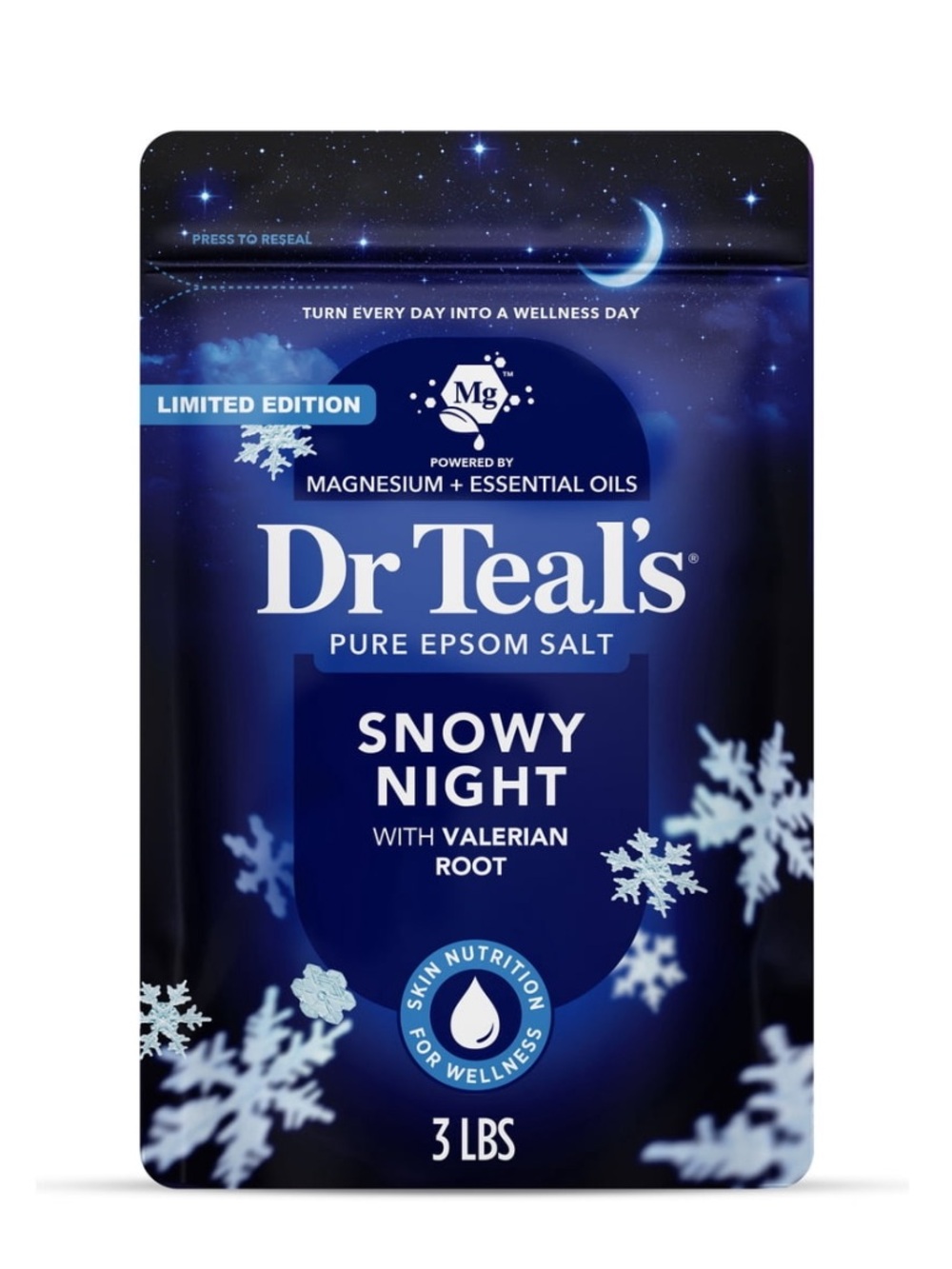 NWT Dr Teal's Snowy Night Blue Epsom Salt Soaking Solution - Relaxing Soak 3 lbs